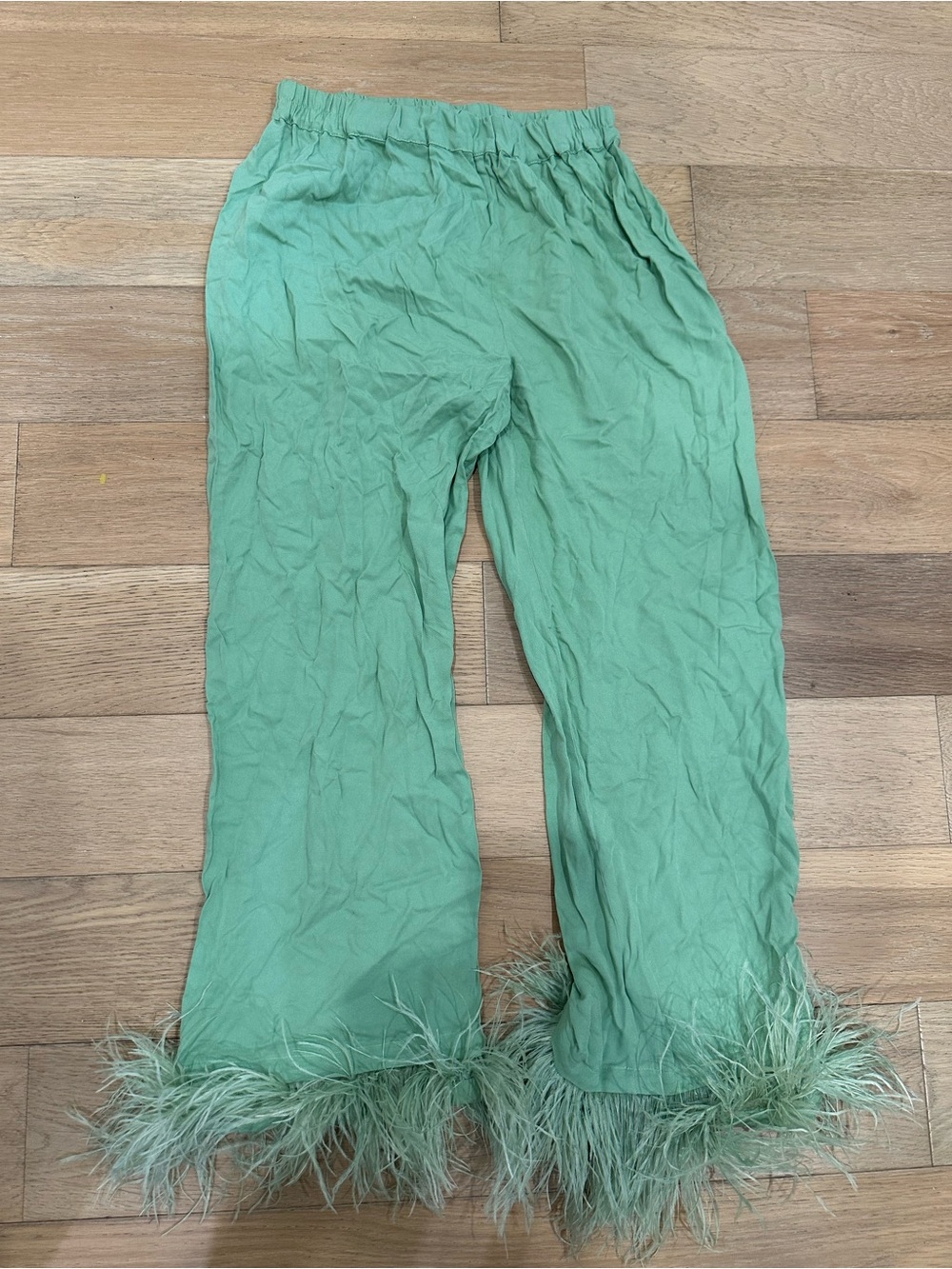 Sleeper Womens S Light Green Ostrich Feather Pajama Pants Sleepwear Lounge
